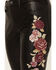 Driftwood Women's High Rise Vegan Leather Fallen Roses Flare Pants, Black, hi-res