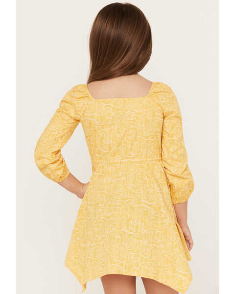 Image #4 - Wrangler Girls' Boot Print Long Sleeve Dress, Yellow, hi-res