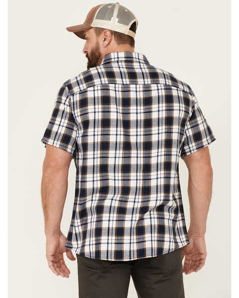 Image #4 - Brothers and Sons Men's Large Plaid Short Sleeve Button-Down Western Shirt , Navy, hi-res