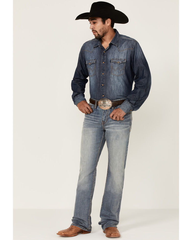 Cody James Core Men's Bear Down Light Wash Stretch Slim Bootcut Jeans , Blue, hi-res