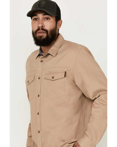 Image #2 - Hawx Men's All Out Woven Solid Long Sleeve Snap Work Shirt - Tall , Khaki, hi-res