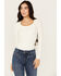Image #1 - Fornia Women's Jacquard Long Sleeve Knit Top , Ivory, hi-res