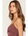 Image #2 - Angie Women's Polka Dot Twist Front Sleeveless Midi Dress, Brown, hi-res