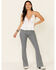 Rock & Roll Denim Women's Pinstripe High Rise Flare Jeans, Dark Blue, hi-res