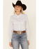 Image #1 - Ely Walker Women's Southwestern Tile Print Long Sleeve Pearl Snap Western Shirt , White, hi-res