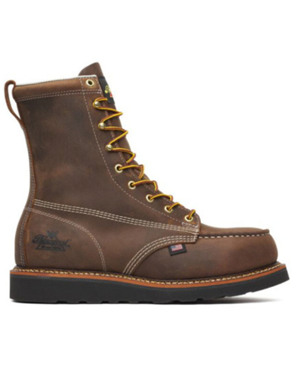 Image #1 - Thorogood Men's 8" Moc Work Boots - Steel Toe, Dark Brown, hi-res