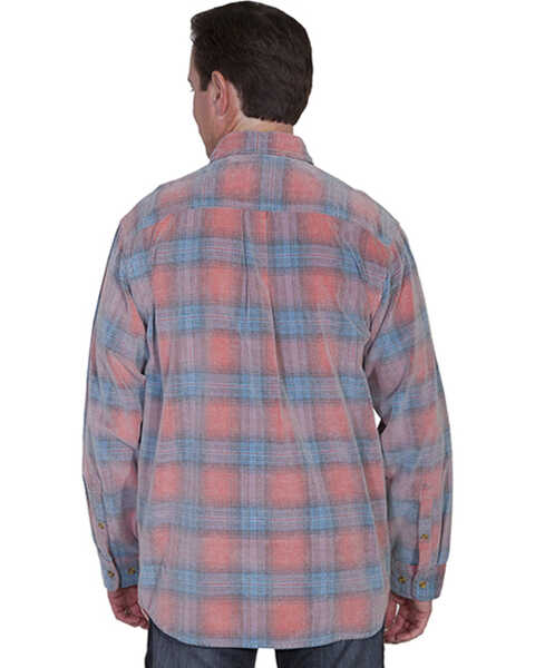 Image #2 - Scully Men's Yard Dye Corduroy Plaid Print Long Sleeve Button Down Western Shirt, Red, hi-res