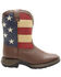 Durango Boys' American Flag Western Boots - Square Toe, Brown, hi-res