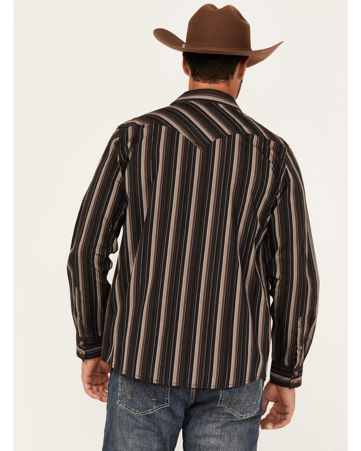 Image #4 - Moonshine Spirit Men's Lure Lurex Striped Print Long Sleeve Snap Western Shirt, Black, hi-res