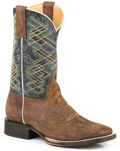 Image #1 - Stetson Men's Rider Oily Vamp Western Boots - Broad Square Toe , Brown, hi-res