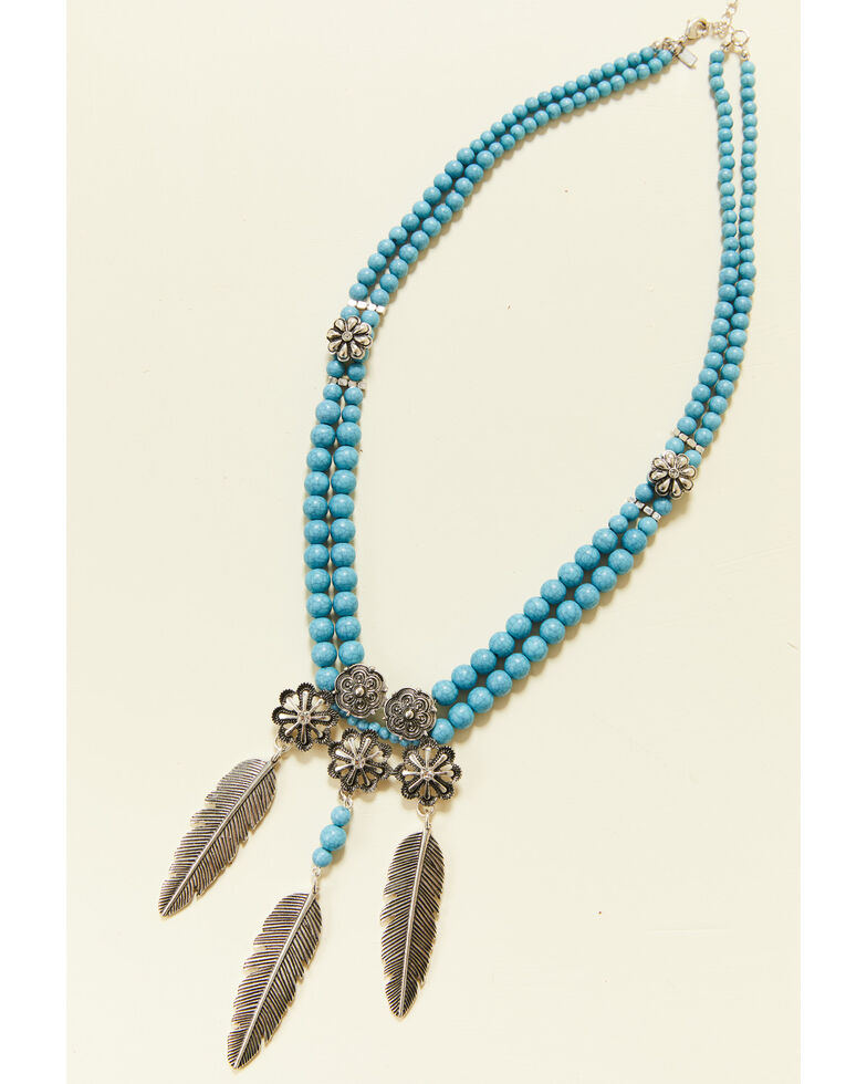 Shyanne Women's Summer Nights Turquoise Beaded Concho Statement Necklace, Silver, hi-res
