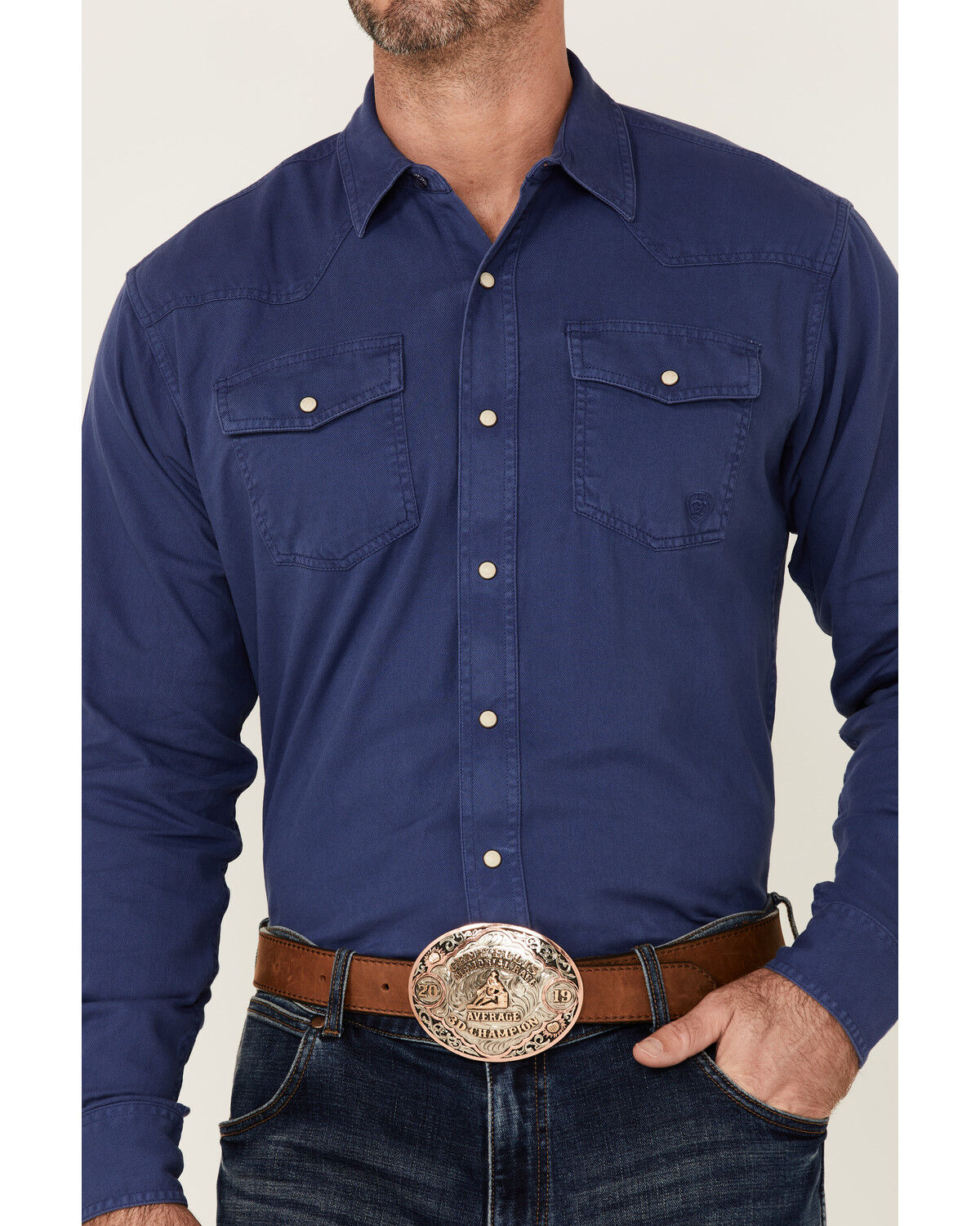 Image #3 - Ariat Men's Solid Teal Jurlington Retro Long Sleeve Pearl Snap Western Shirt, Blue, hi-res