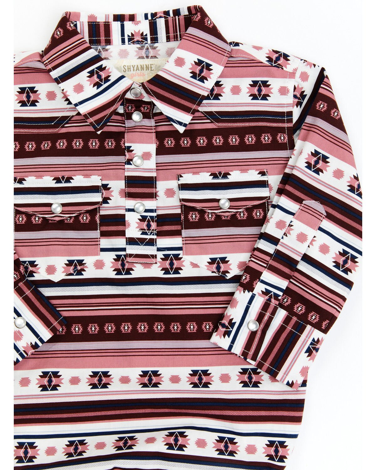 Image #2 - Shyanne Infant Girls' Southwestern Printed Stripe Long Sleeve Onesie, Burgundy, hi-res