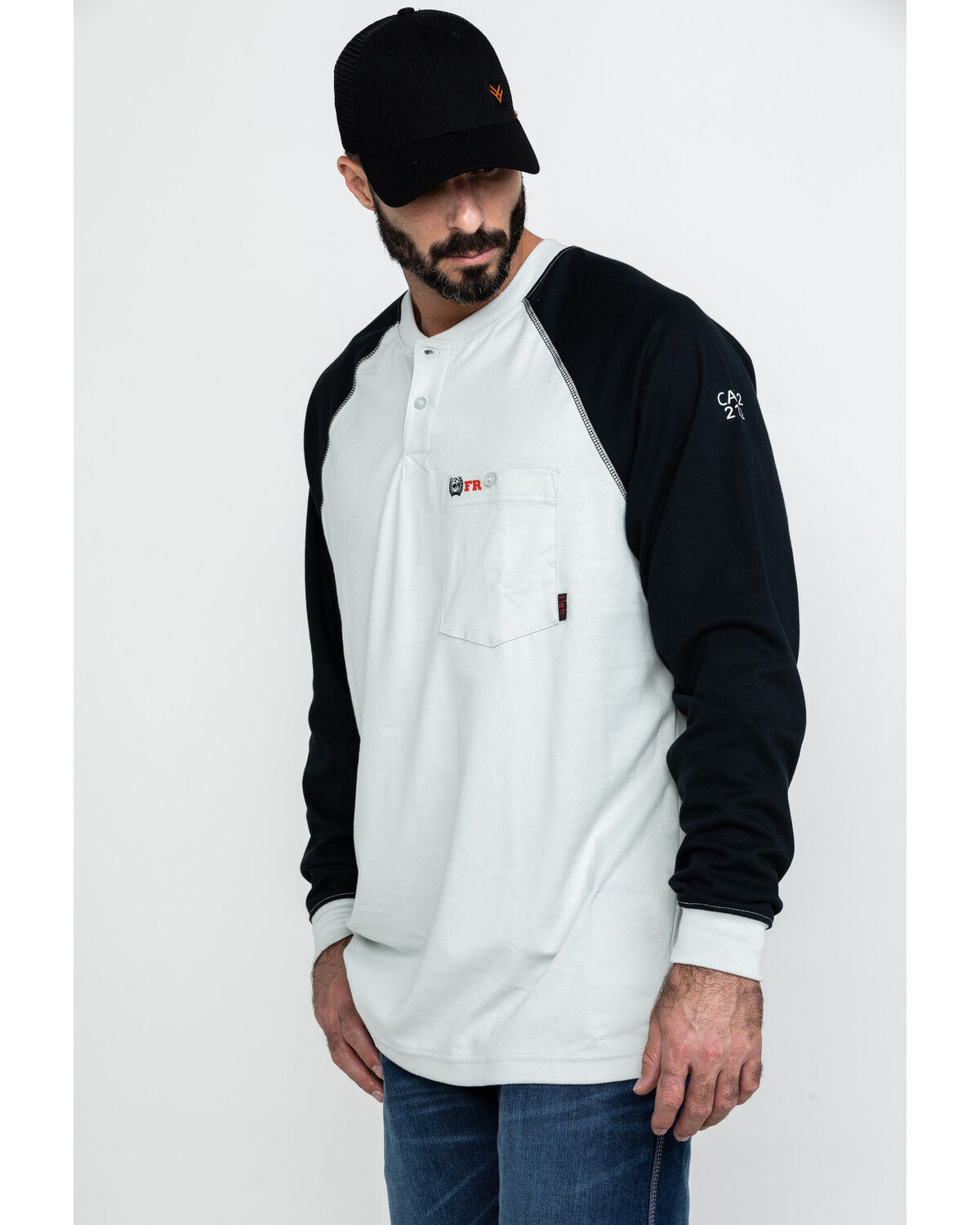 Image #3 - Cinch Men's FR Baseball Pocket Henley Long Sleeve Work Shirt , , hi-res