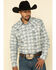 Image #1 - Moonshine Spirit Men's Wash Out Plaid Long Sleeve Western Shirt, Blue, hi-res