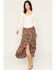 Image #1 - Shyanne Women's Dunham Floral Print High-Low Ruffle Hem Midi Skirt, Cognac, hi-res