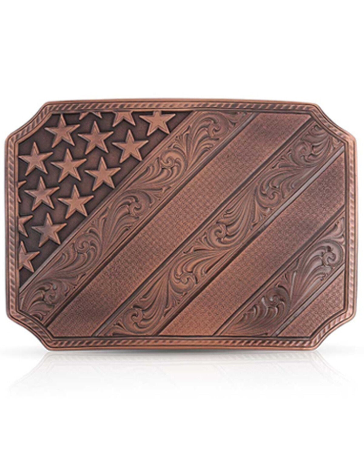 Montana Silversmiths Women's Born In The USA Bronze Belt Buckle, Bronze, hi-res