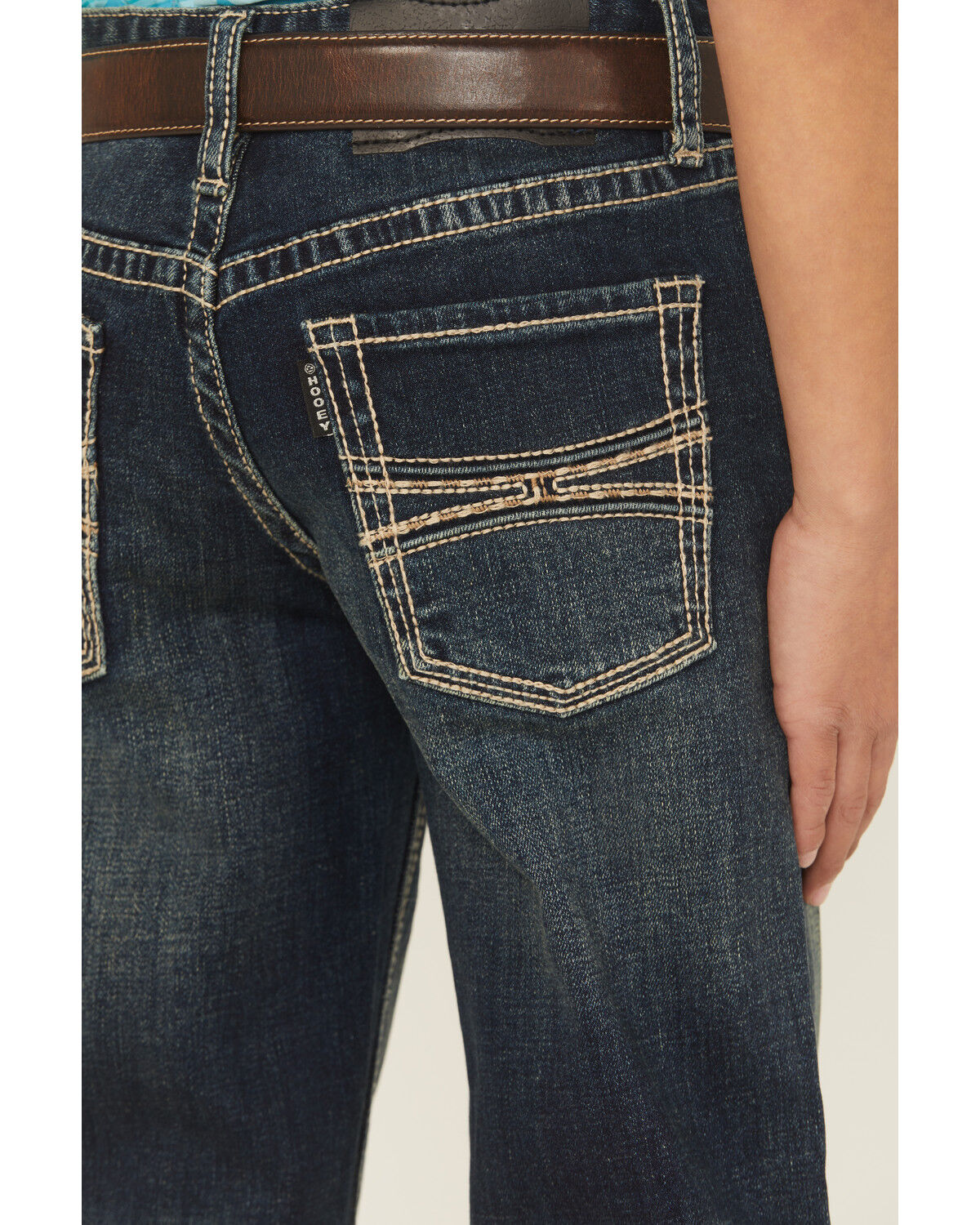 Image #4 - Hooey by Rock & Roll Denim Boys' Dark Wash Barbed Revolver Straight Stretch Denim Jeans, Blue, hi-res