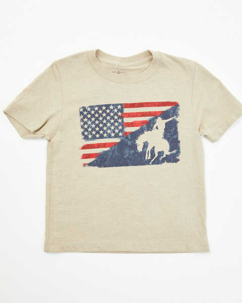 Image #1 - Cody James Toddler Boys' Flag Bronc Short Sleeve Graphic T-Shirt , Tan, hi-res