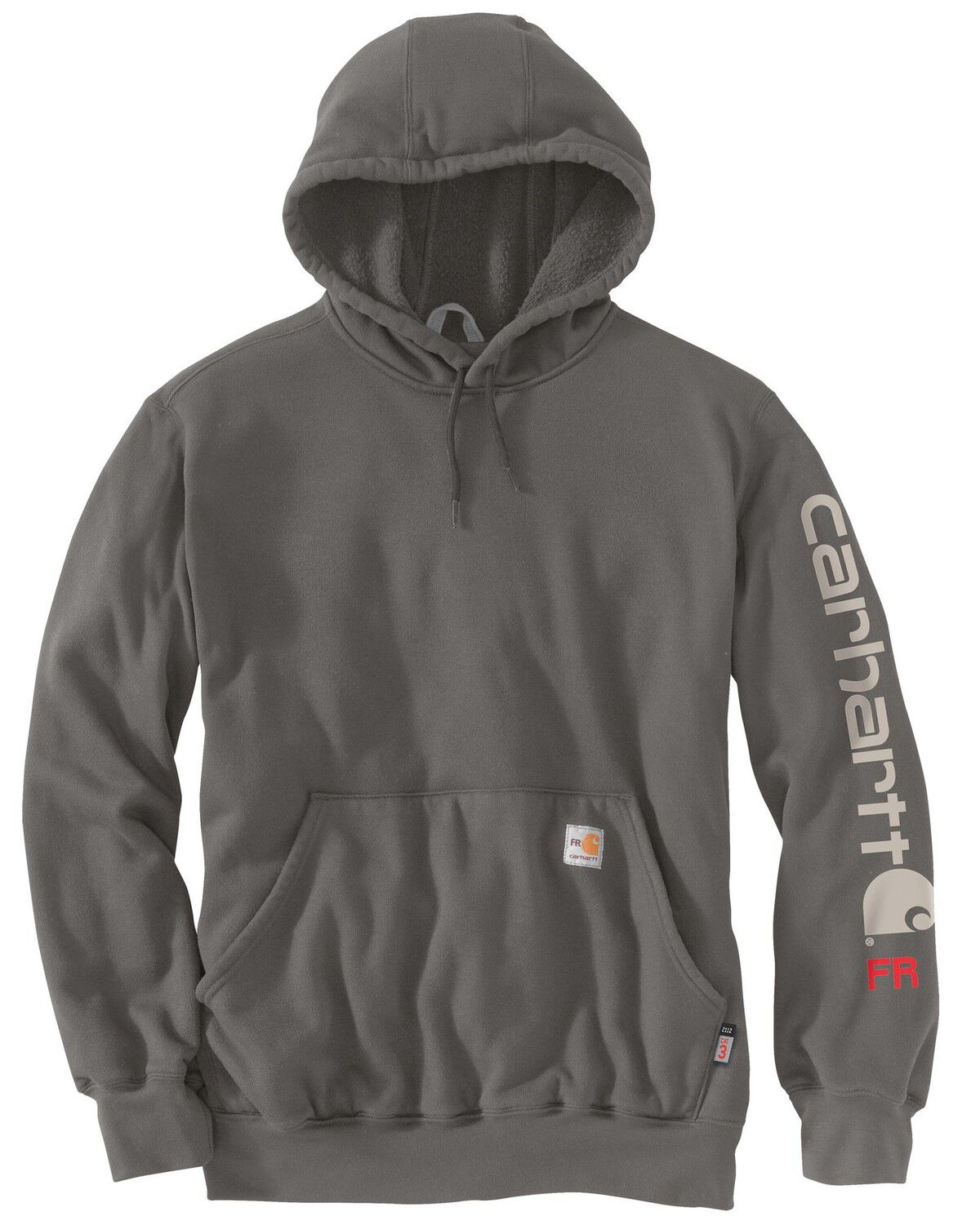 Carhartt Men's FR Force&reg; Marquette Logo Hooded Sweatshirt, Grey, hi-res