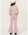 Image #3 - Shyanne Little Girls' Super Flare Distressed Hem Stretch Jeans, Lavender, hi-res