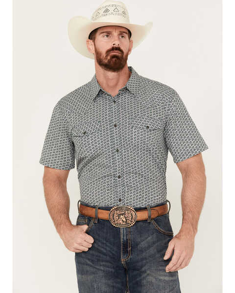 Image #1 - Gibson Trading Co. Men's Water Floral Print Short Sleeve Snap Western Shirt, Hunter Green, hi-res