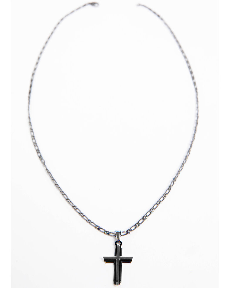 Cody James Men's Cross Gunmetal Necklace, Silver, hi-res