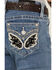 Image #2 - Miss Me Girls' Light Wash Winged Pocket Bootcut Stretch Denim Jeans, Black, hi-res