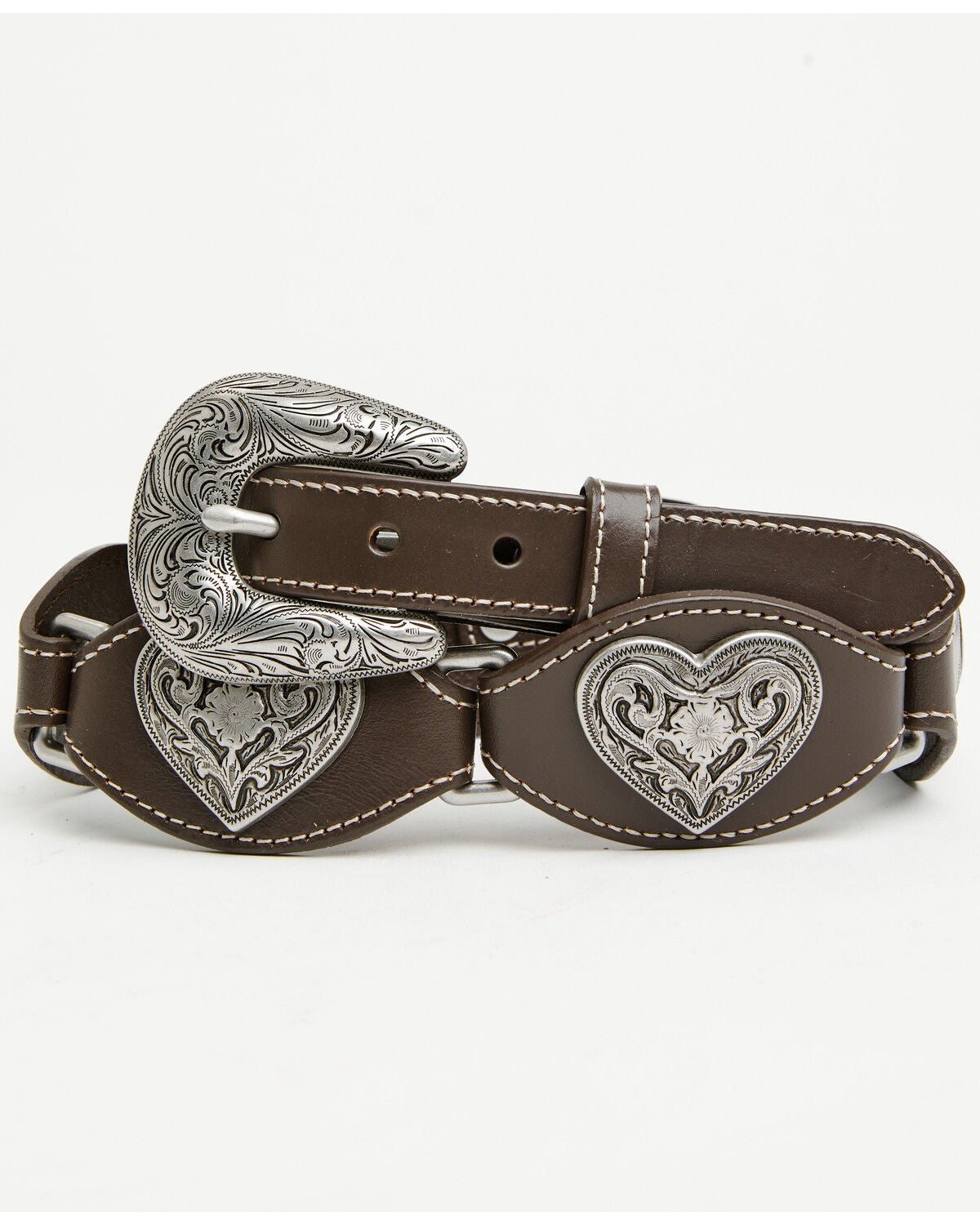 Image #2 - Shyanne Women's Hanna Heart Concho Belt, Brown, hi-res