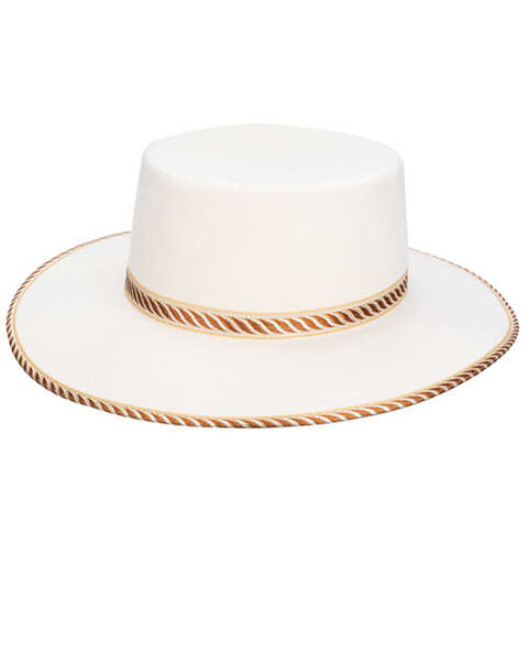 Image #1 - San Diego Hat Company Women's Snowfall Felt Boater Hat, Ivory, hi-res