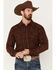 Cody James Men's Rusty Spur Plaid Print Long Sleeve Snap Western Flannel Shirt, Rust Copper, hi-res