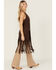 Image #2 - Shyanne Women's Embossed Southwestern Print Fringe Faux Suede Vest, Dark Brown, hi-res