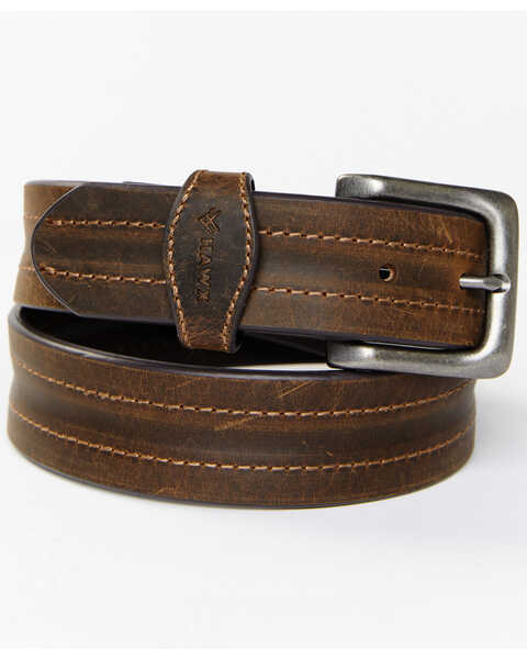 Hawx Men's Medium Brown Textured Leather Belt, Medium Brown, hi-res