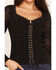 Image #3 - Miss Me Women's Tie-Front Long Sleeve Top, Black, hi-res