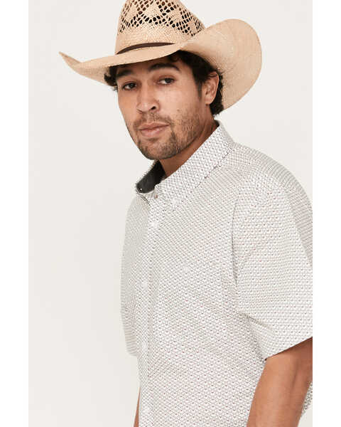 Image #2 - RANK 45® Men's Radio Small Geo Print Short Sleeve Button-Down Stretch Western Shirt, White, hi-res