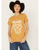 Image #1 - Modelo Women's Logo Skull Short Sleeve Graphic Tee, Mustard, hi-res