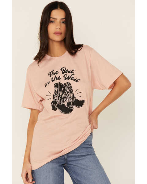 Image #1 - Ali Dee Women's Peach The Best in the West Graphic Tee, Peach, hi-res