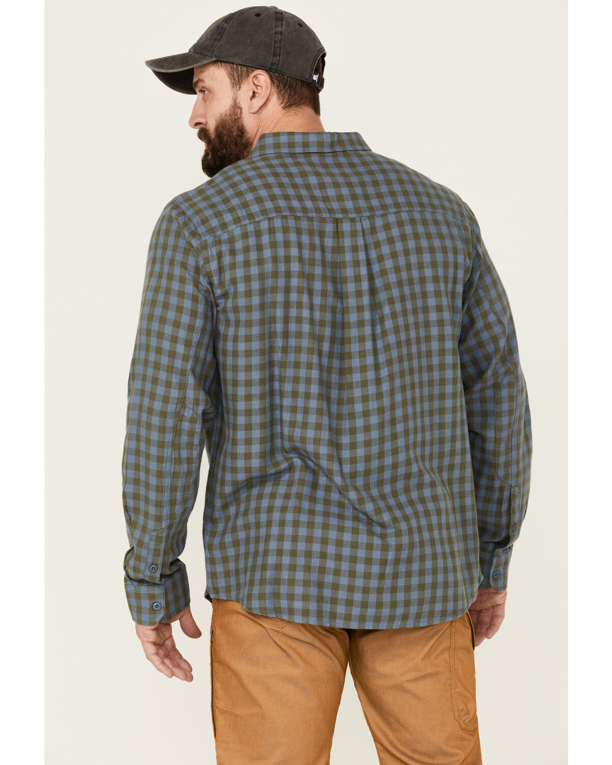 Image #4 - Brothers and Sons Men's Small Check Plaid Long Sleeve Button-Down Western Shirt, Indigo, hi-res