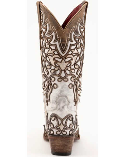 Image #5 - Ferrini Women's Ivy Vintage Embroidered Western Boots - Snip Toe, White, hi-res