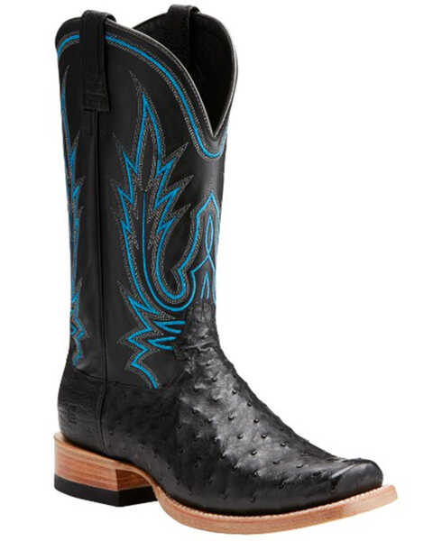 Image #1 - Ariat Men's Relentless All Around Exotic Ostrich Western Boots - Broad Square Toe , Black, hi-res