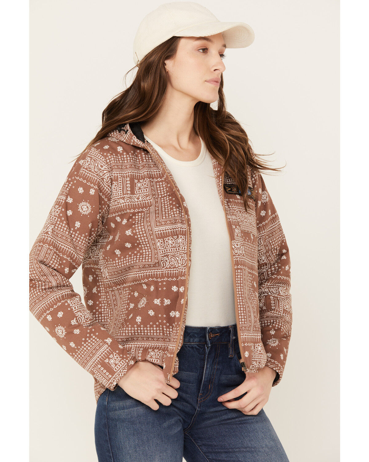 Image #2 - Kavu Women's Floral & Paisley Bandana Print Delmont Jacket, Tan, hi-res