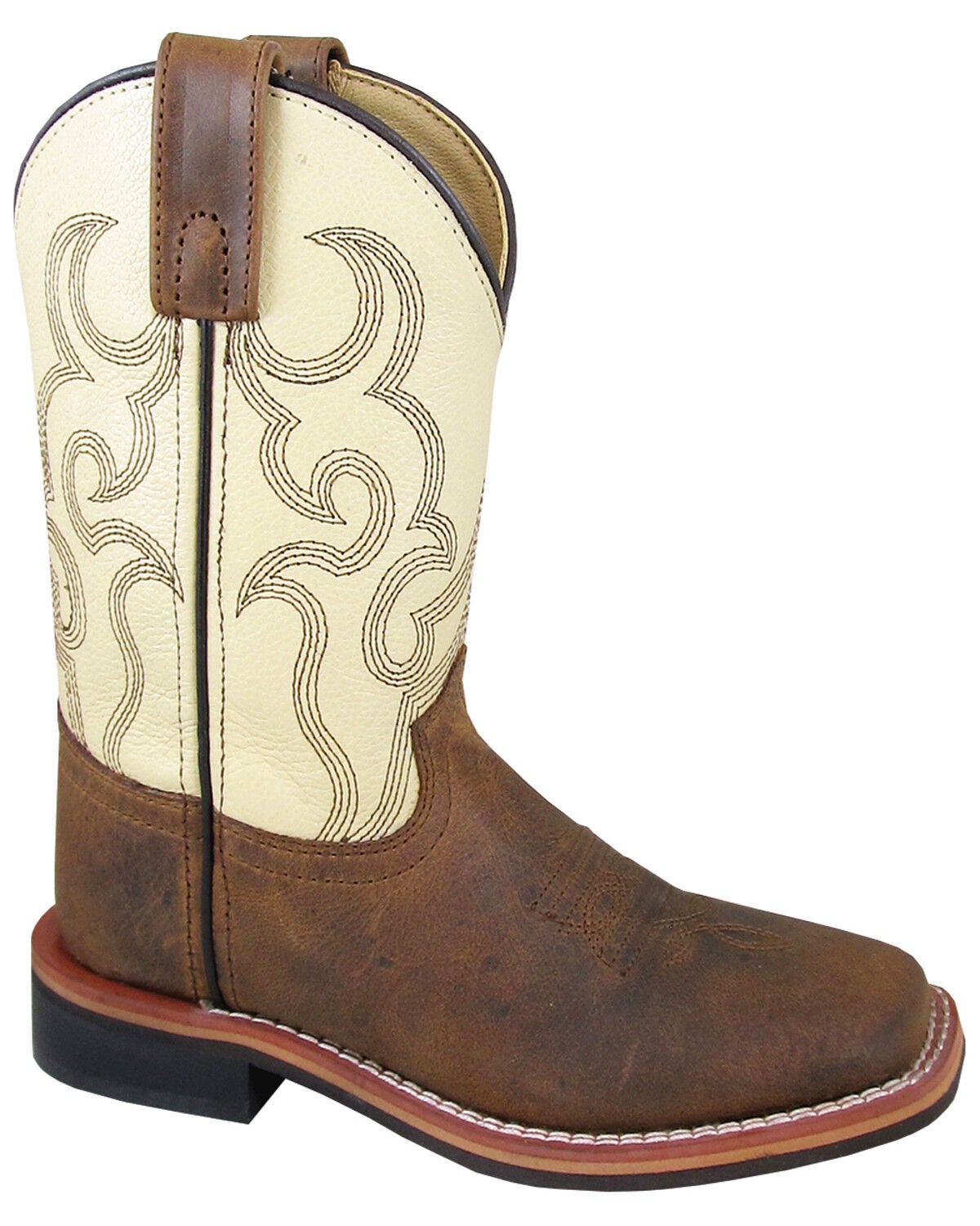 Smoky Mountain Boys' Scout Western Boots - Square Toe, Cream/brown, hi-res