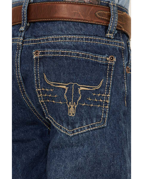 Image #4 - Cowboy Hardware Boys' Medium Wash Mid Rise Steer Head Straight Jeans, Blue, hi-res