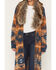 Image #3 - Panhandle Slim Women's Fur Southwestern Print Cardigan, Navy, hi-res