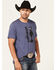 Image #3 - Wrangler Men's Denim Roper Graphic Short Sleeve T-Shirt , Heather Blue, hi-res