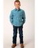Image #3 - Roper Boys' Geo Print Long Sleeve Pearl Snap Western Shirt, Turquoise, hi-res