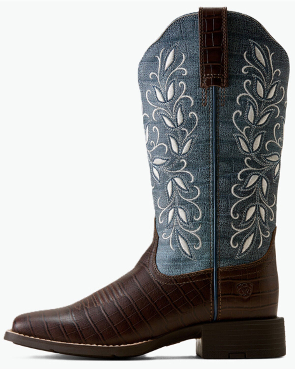 Image #2 - Ariat Women's Round Up Holly Crocodile Print Performance Western Boots - Broad Square Toe, Brown, hi-res