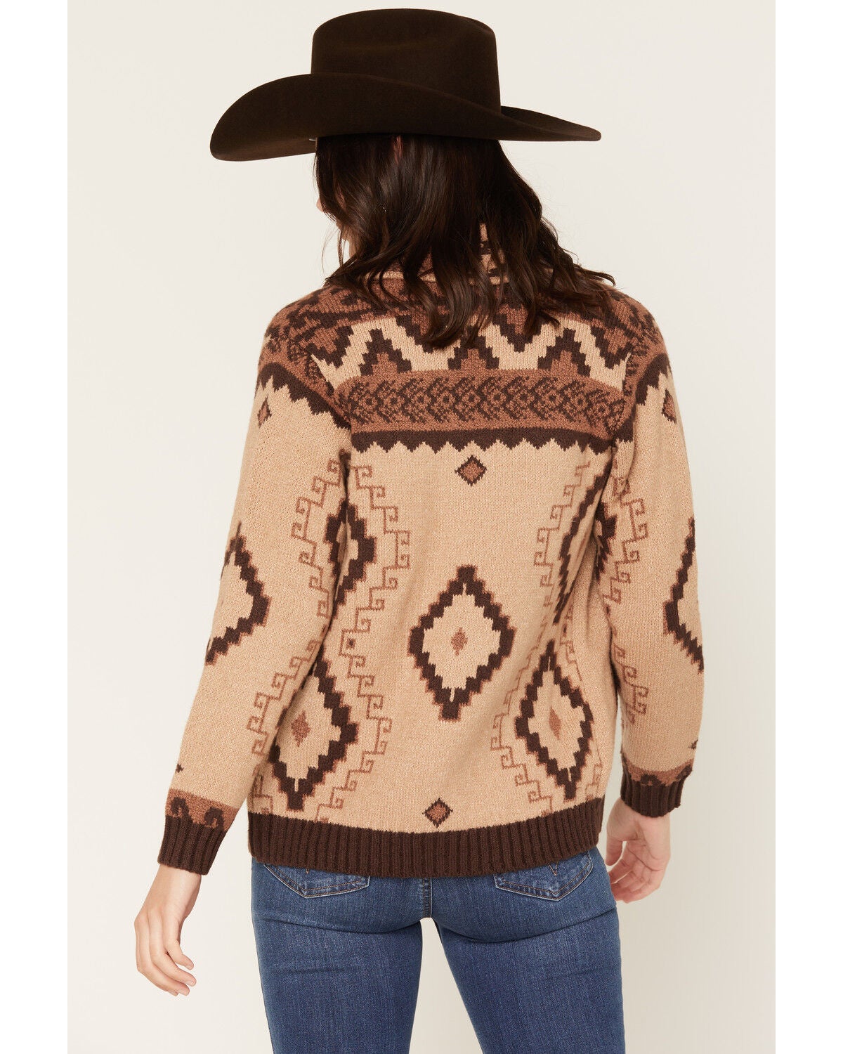 Image #4 - Shyanne Women's Brandi Southwestern Print Button Front Cardigan, Khaki, hi-res