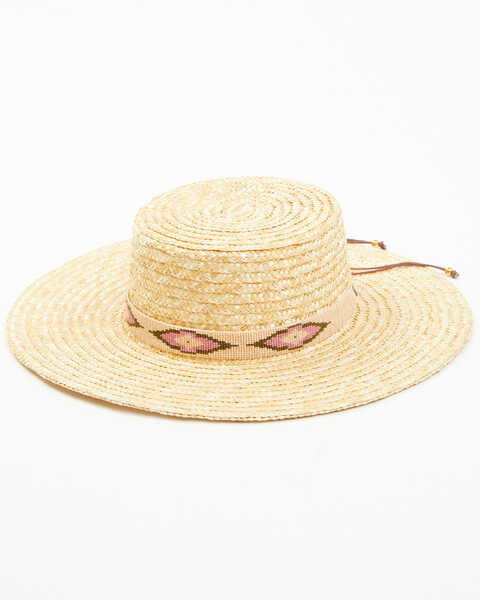 Nikki Beach Women's Southwestern Cobra Straw Western Fashion Hat, Natural, hi-res