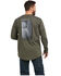 Image #2 - Ariat Men's Rebar Workman American Flag Graphic Work Shirt, Sage, hi-res